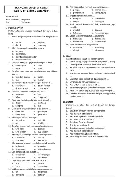 Membuka Gerbang Pengetahuan: Panduan Lengkap Download Soal PAT Penjas Kelas 4 Semester 2 Tahun 2018 Membuka Gerbang Pengetahuan: Panduan Lengkap Download Soal PAT Penjas Kelas 4 Semester 2 Tahun 2018