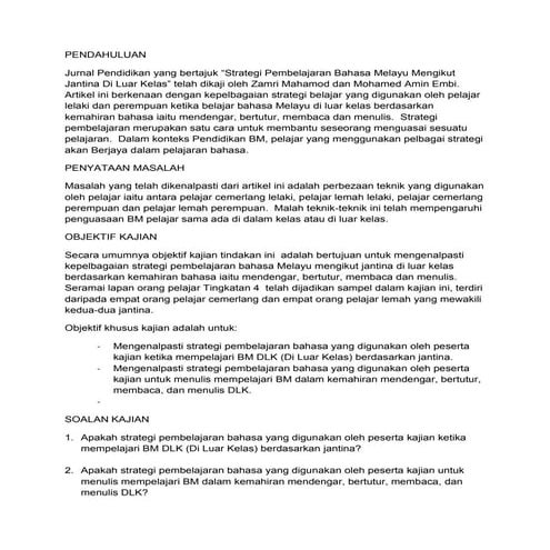 Ulasan jurnal kajian tindakan