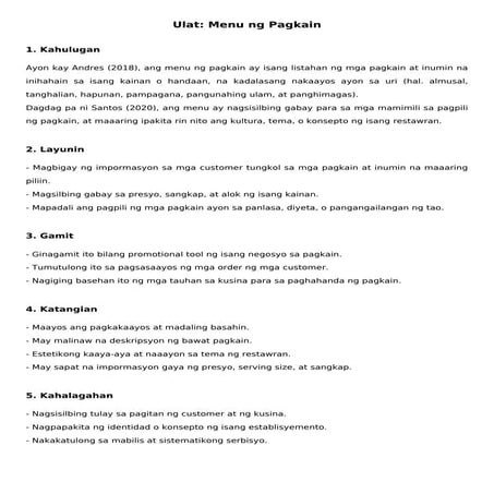 Ulat_Menu_ng_Pagkain (1).pdf.group1.vincent | PDF