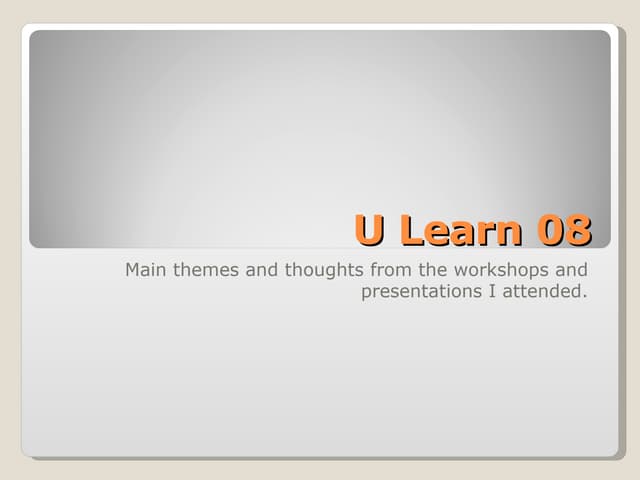 Chrissie's Ulearn Notes