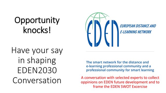 Ulf Ehlers: Opportunity knocks! Have your say in shaping EDEN2030 Conversation