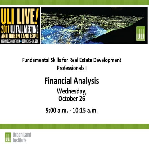 Fundamental Skills for Real Estate Development Professionals I – Financial An...