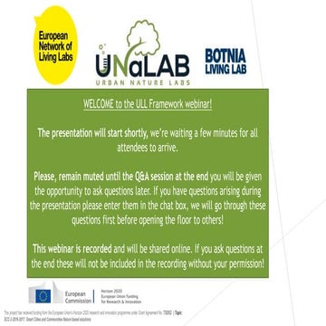1. UNaLab Urban Living Lab Framework webinar