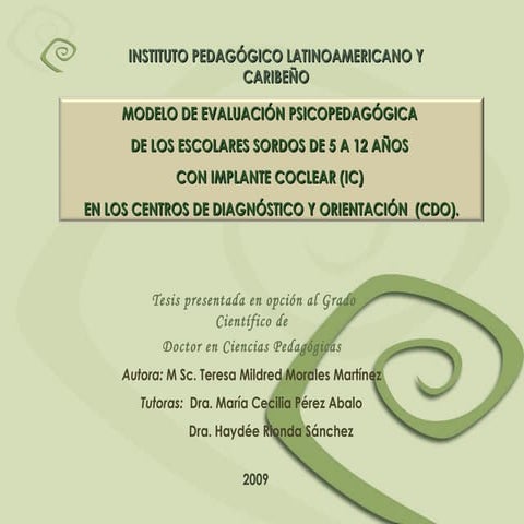 Modelo de evaluación psicopedagógica de niños sordos IC.