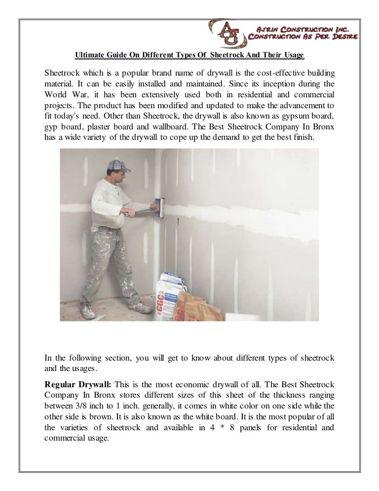 Ultimate guide on different types of sheetrock and their usage