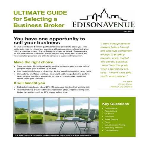 Ultimate Guide to Selecting a Business Broker