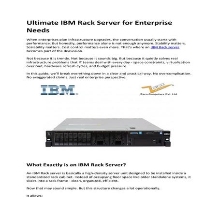 Ultimate IBM Rack Server for Enterprise Needs | PDF