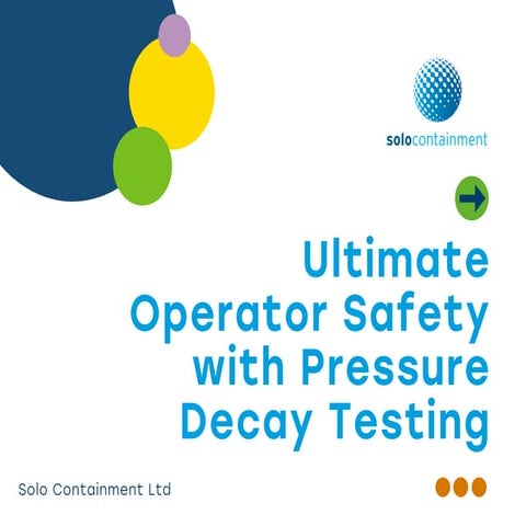 Ultimate operator safety with pressure decay testing
