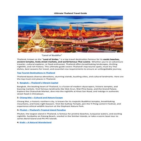 Thailand Travel Guide Pdf