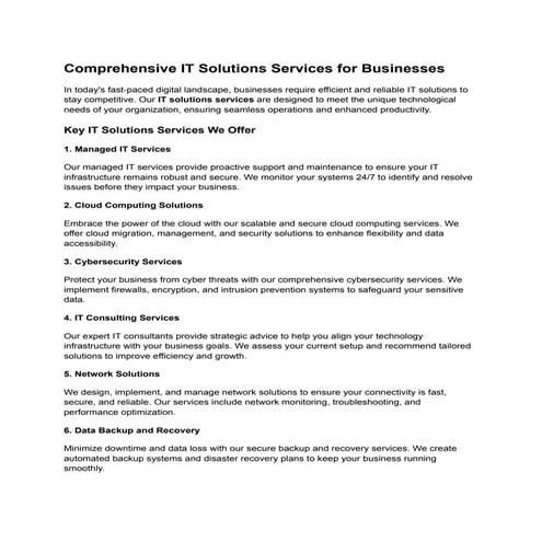 Leading IT Solutions Services for Digital Transformation