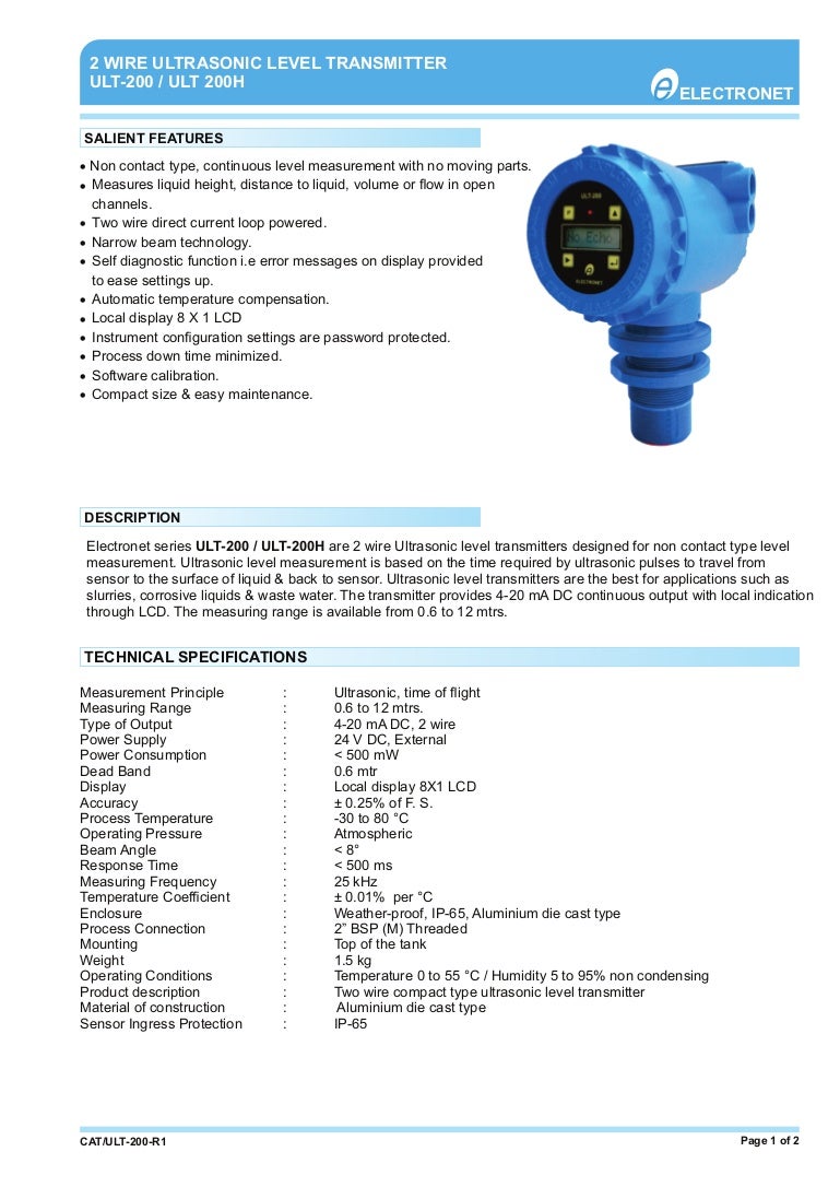 Ultrasonic Level Transmitter ULT200H
