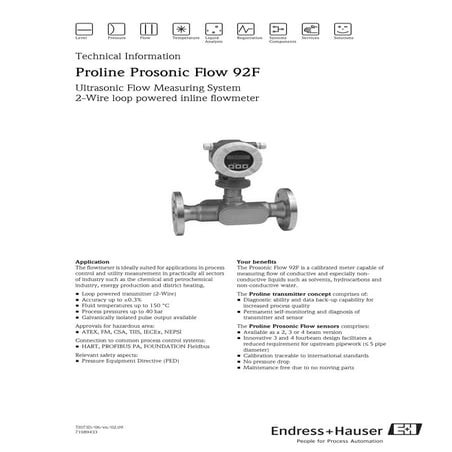 Ultrasonic flowmeter-Proline Prosonic Flow 92F
