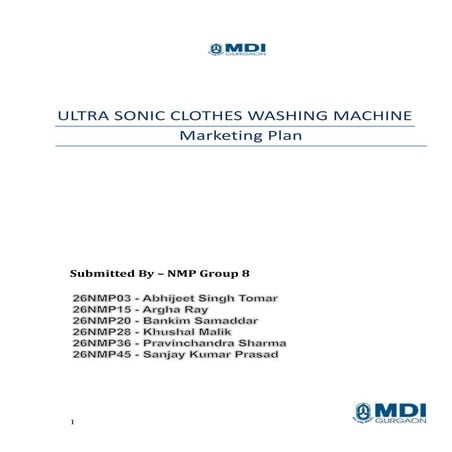 Marketing Plan for Ultrasonic Washing Machines