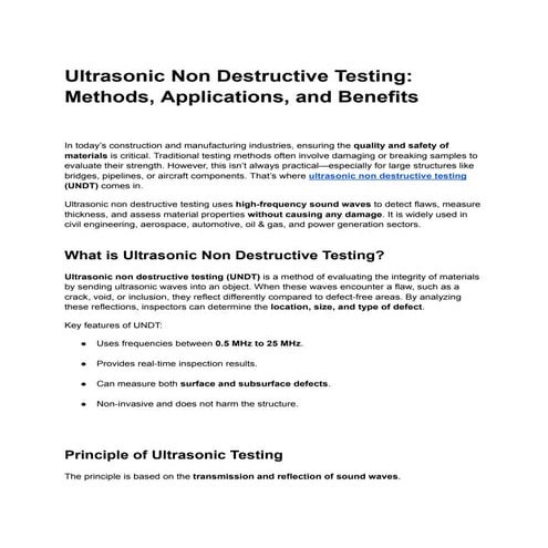 Ultrasonic Non Destructive Testing_ Methods, Applications, and Benefits ...