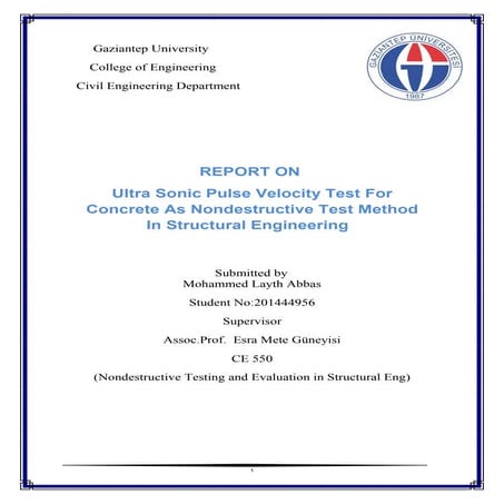 Ultra sonic pulse velocity test for concrete as nondestructive test method in...