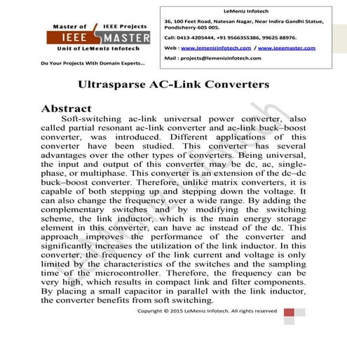 Ultra sparse ac link converters