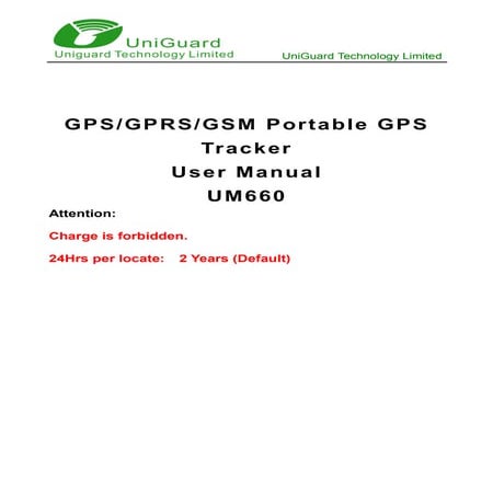 Um660 Hidden Magnetic GPS Tracker For Car user manual