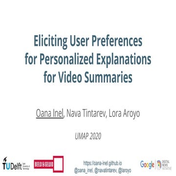 Eliciting User Preferences for Personalized Explanations for Video Summaries