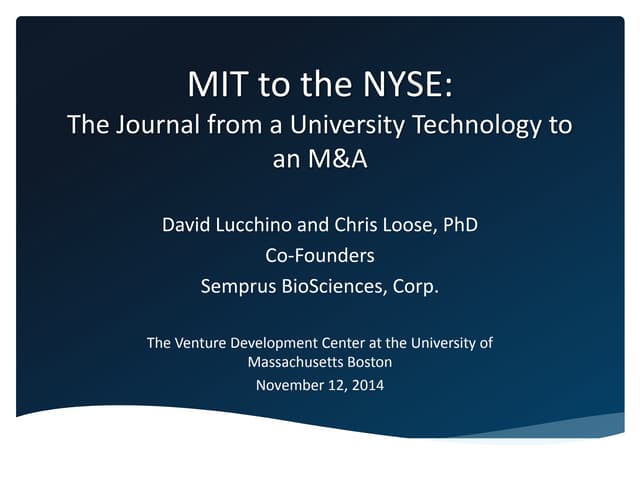 MIT to the NYSE: Journey from Unive...