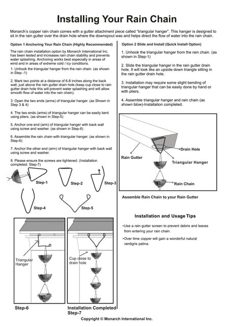 Rain chain:Copper Bamboo Rain Chain Installation Instructions | PDF
