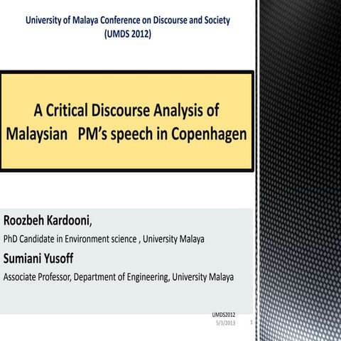 A Critical Discourse Analysis of Malaysian prime minister's  speech in Copenh...