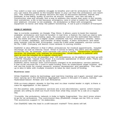 START UP- Umeed Ambulnce  CABreport