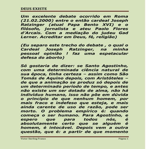 Um excelente debate ocorrido em roma