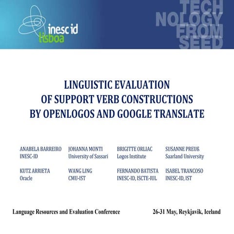 Linguistic Evaluation of Support Verb Construction Translations by OpenLogos ...