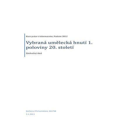 Umělecká hnutí 1. pol. 20. stol | PDF