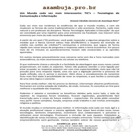 Um mundo cada vez mais interessante 2011 jun