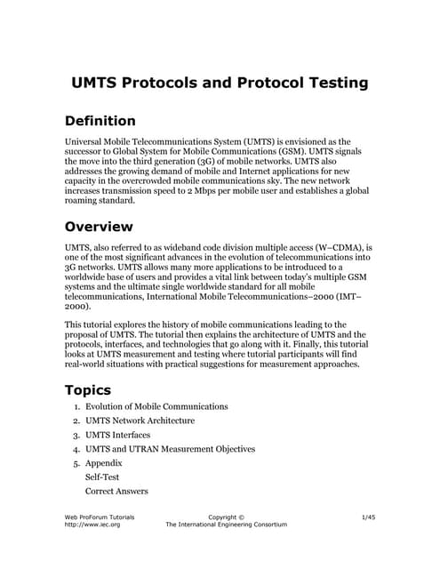 Umts protocols