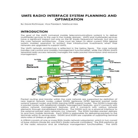 Umts Radio Interface System Planning And Optimization