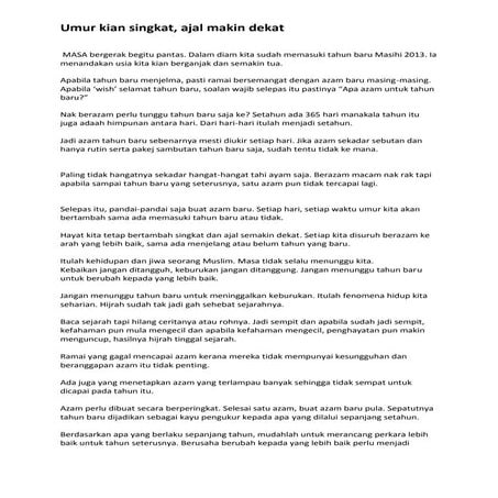 Umur kian singkat, ajal makin dekat