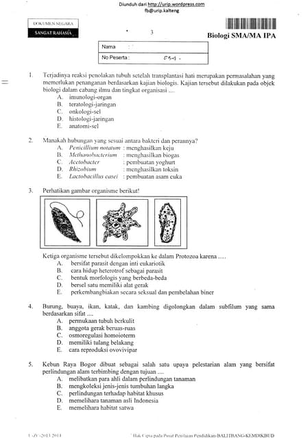 Kumpulan Soal Pengayaan Biologi Sma