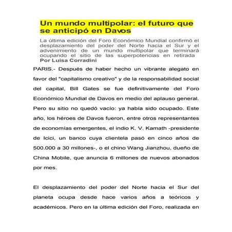 Un Mundo Multipolar