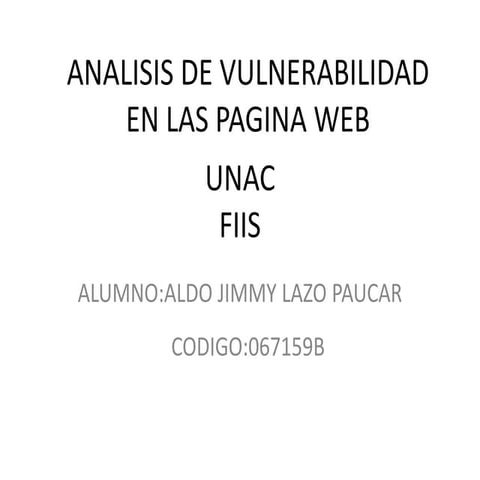 Análisis de la vulnerabilidad en las paginas web