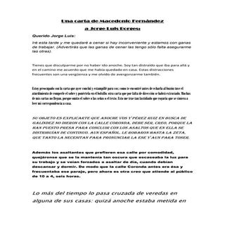 Una carta de macedonio fernández
