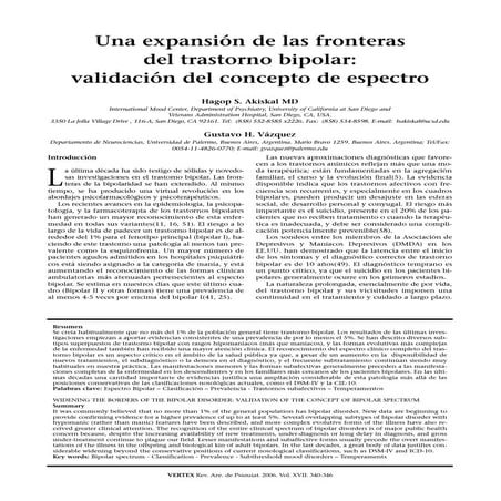 Una expansion de las fronteras del trastorno bipolar. validacion del concepto...