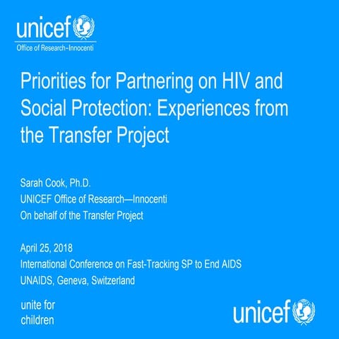 Social Protection to Reduce HIV: Evidence & Research Priorities