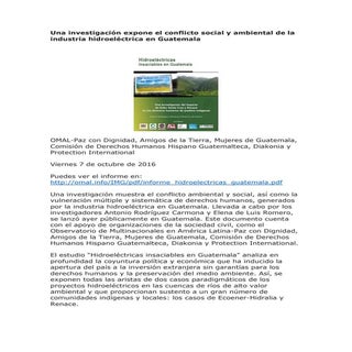 Inforem "Hidroeléctricas insaciable...