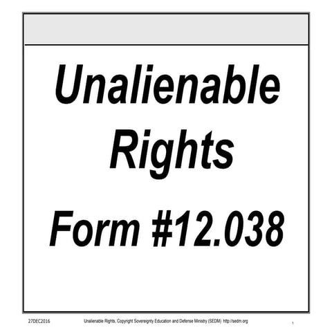 Unalienable Rights Course, Form #12.038