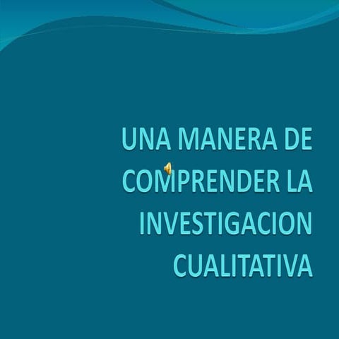 U N A  M A N E R A  D E  C O M P R E N D E R  L A  I N V E S T I G A C I O N  C U A L I T A T I V A