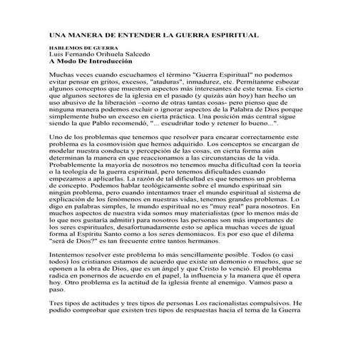Una manera de entender la guerra espiritual