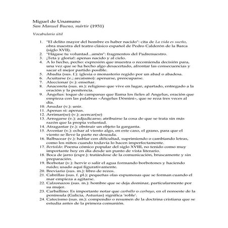 Unamuno.san manuel bueno mártir  vocabulario útil