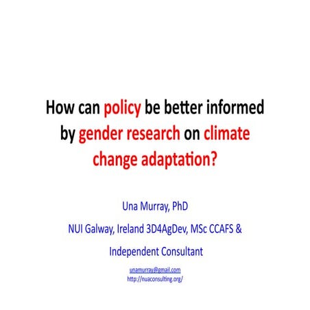 How can policy and planning be better informed by gender research on climate ...