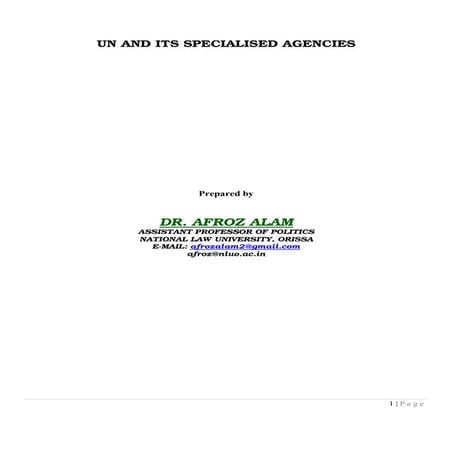 United N and its specialised agencies