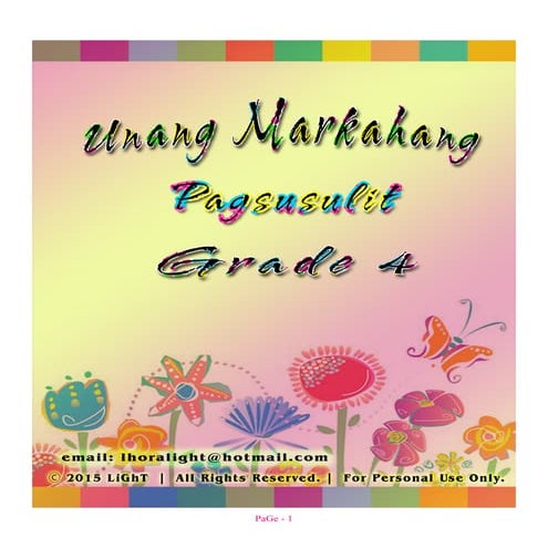 K TO 12 GRADE 4 UNANG MARKAHANG PAGSUSULIT