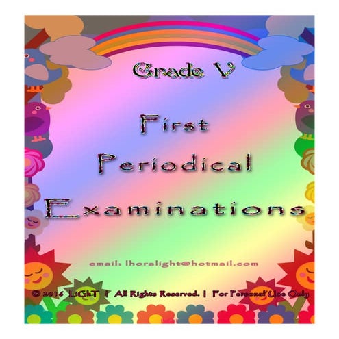 K TO 12 GRADE 5  UNANG MARKAHANG PAGSUSULIT