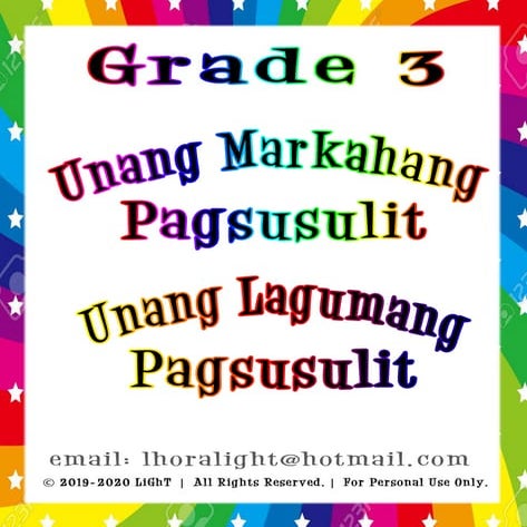 K TO 12 GRADE 3 UNANG MARKAHANG PAGSUSULIT