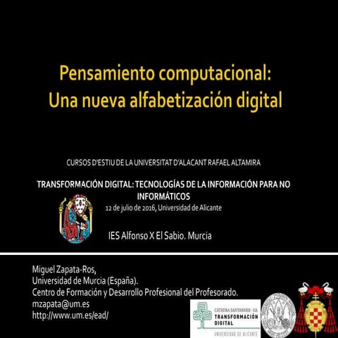 Conferencia Pensamiento digital: Una nueva alfabetizacion